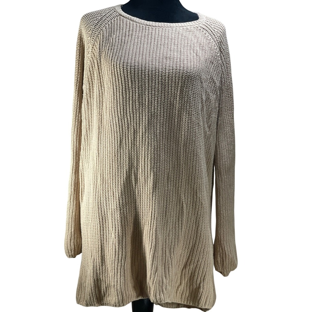 525 America Women's‎ Size L Beige Knit Sweater Dress Long Sleeve earthy